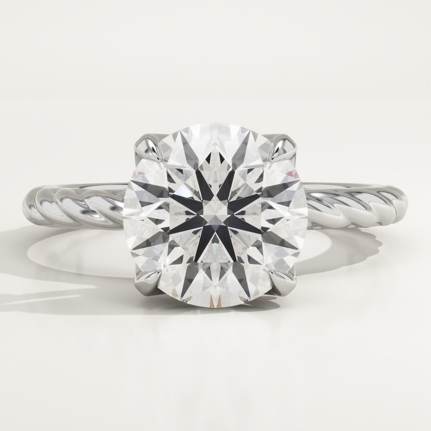 Round Cut Twisted Shank Lab-Grown Diamond Engagement Ring