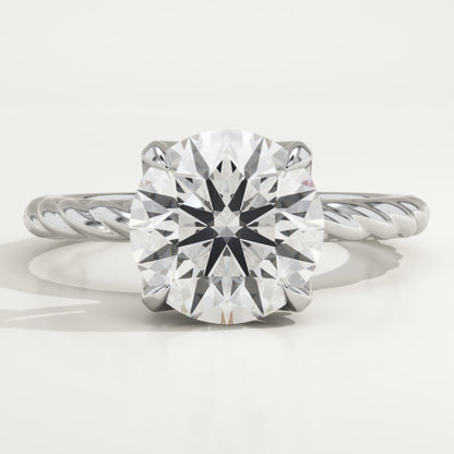 Round Cut Twisted Shank Lab-Grown Diamond Engagement Ring