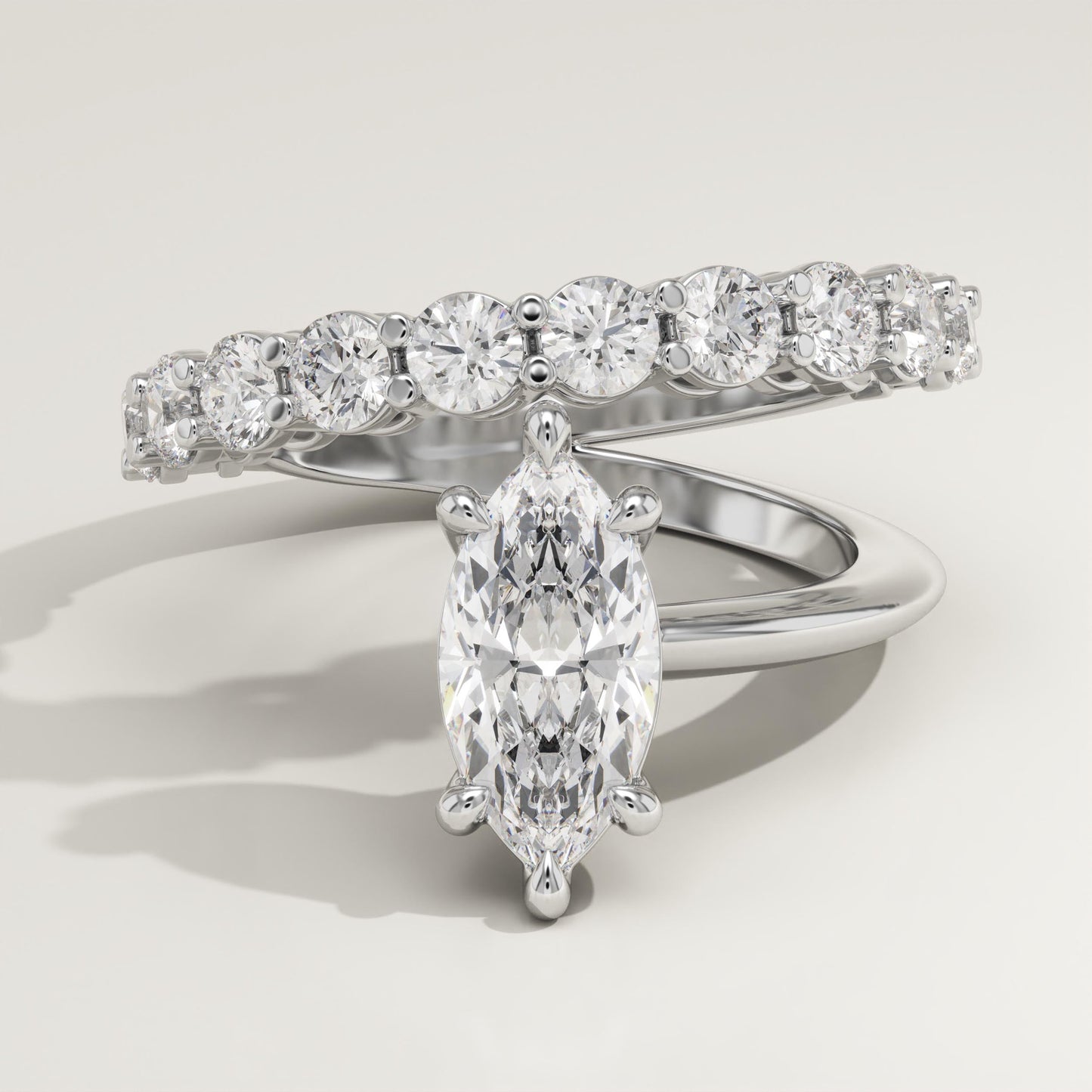 Marquise Cut Pave Lab-Grown Diamond Engagement Ring