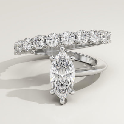 Marquise Cut Pave Lab-Grown Diamond Engagement Ring