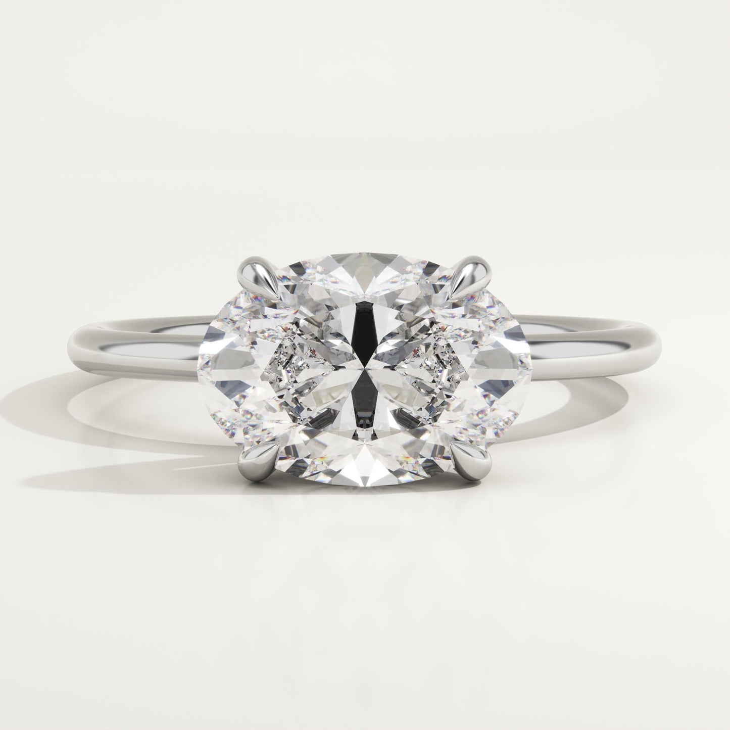East West Oval Cut Solitaire Lab-Grown Diamond Engagement Ring