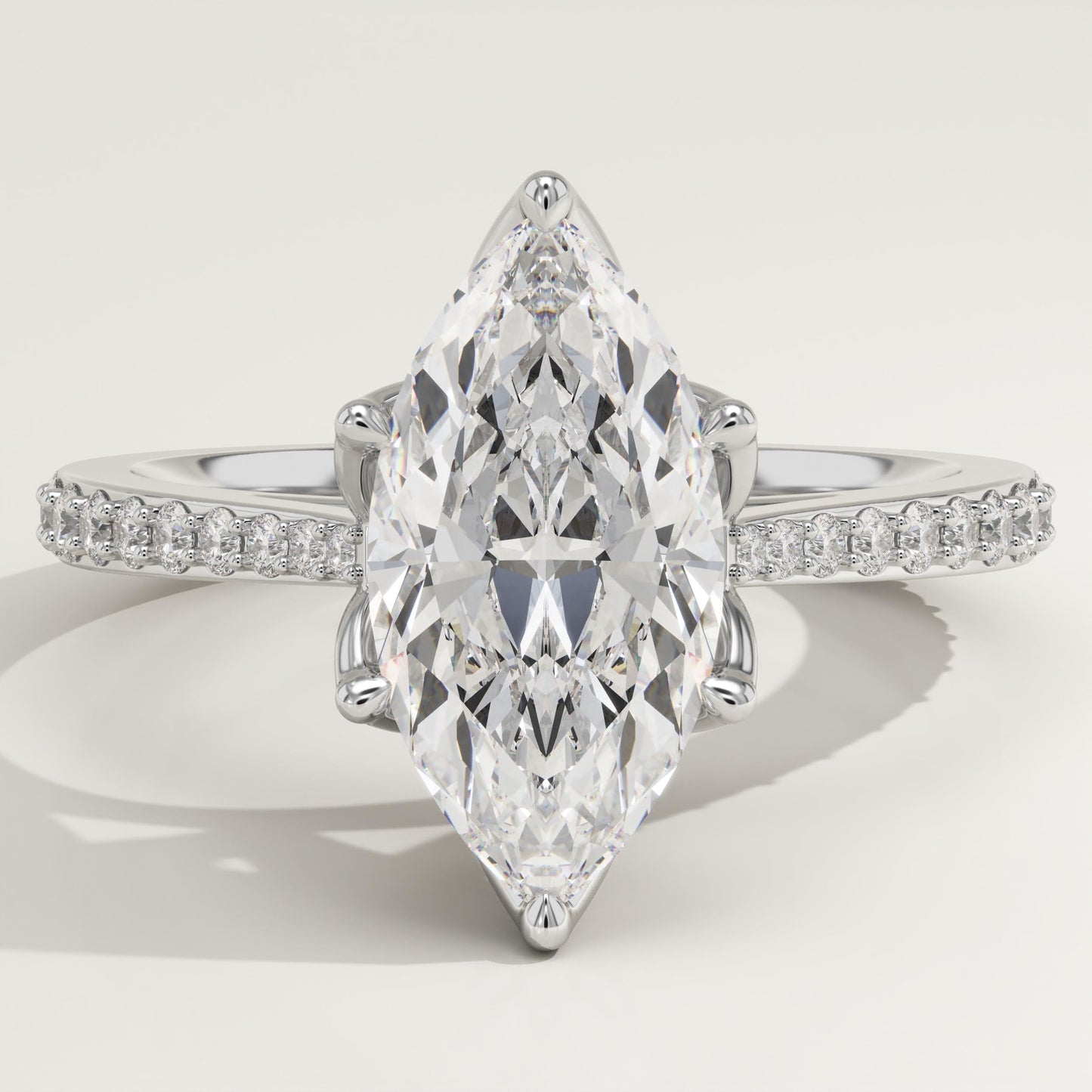Marquise Cut Pave Cathedral Lab-Grown Diamond Engagement Ring