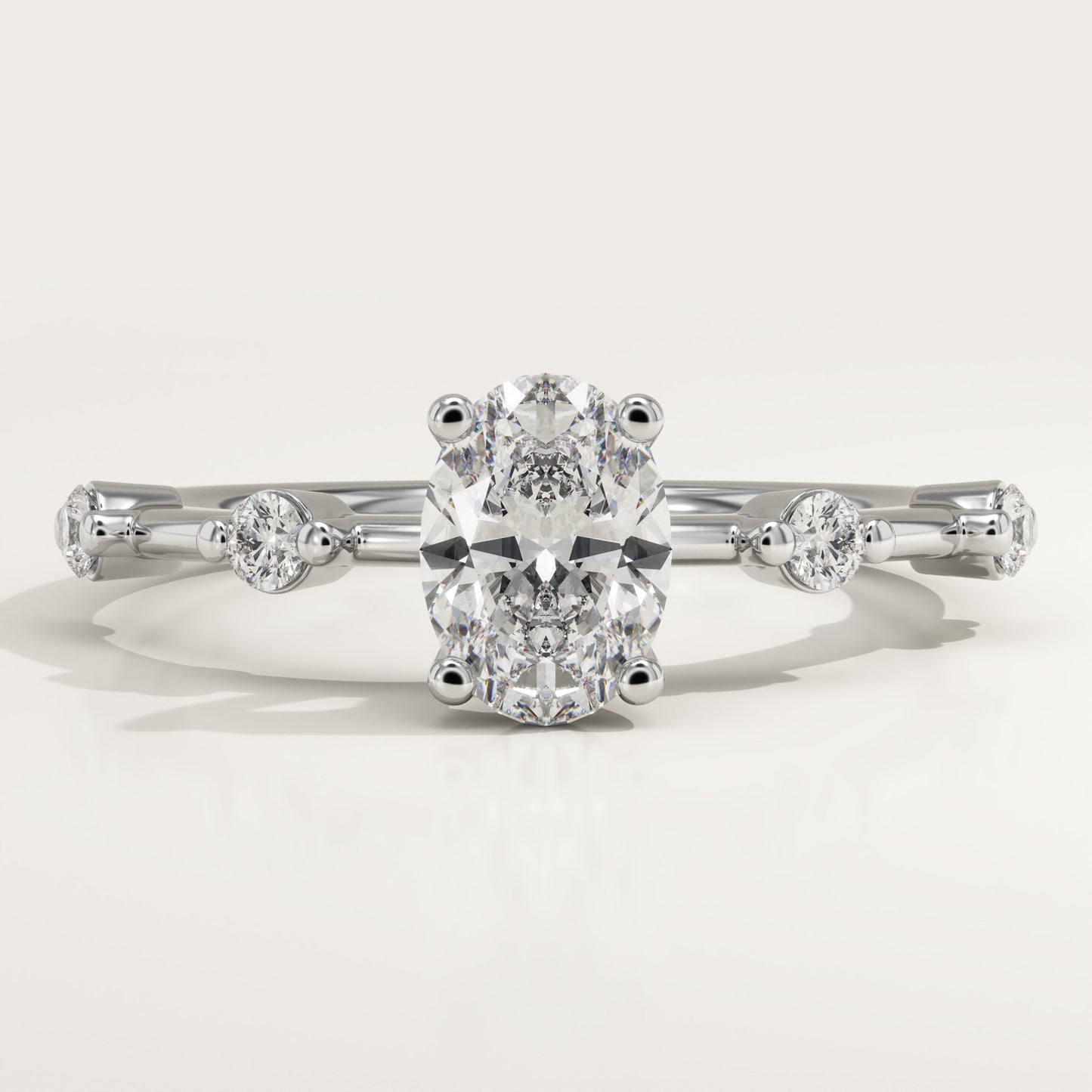Oval Cut Dainty Pave Lab-Grown Diamond Engagement Ring