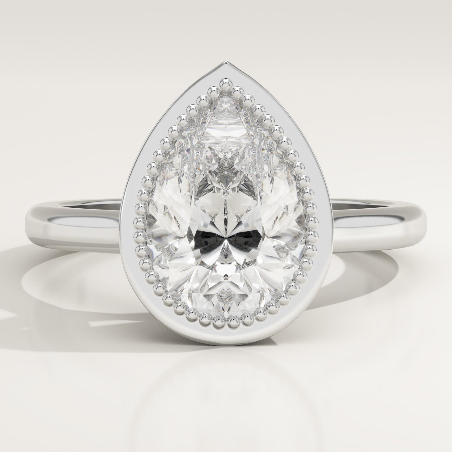 Pear Cut Bezel Lab-Grown Diamond Engagement Ring