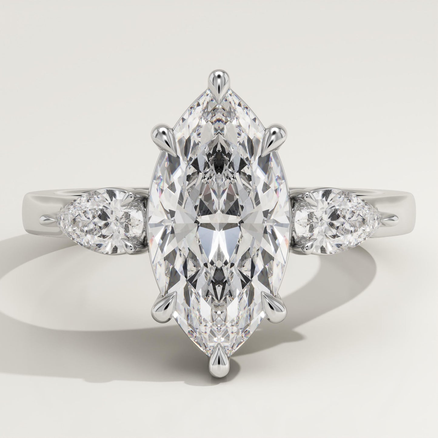Marquise Cut Three stone Lab-Grown Diamond Engagement Ring