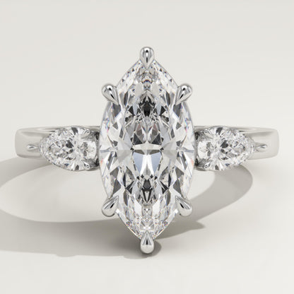 Marquise Cut Three stone Lab-Grown Diamond Engagement Ring