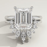 3.17 CT Emerald Cut Solitaire Lab-Grown Diamond Bridal Set