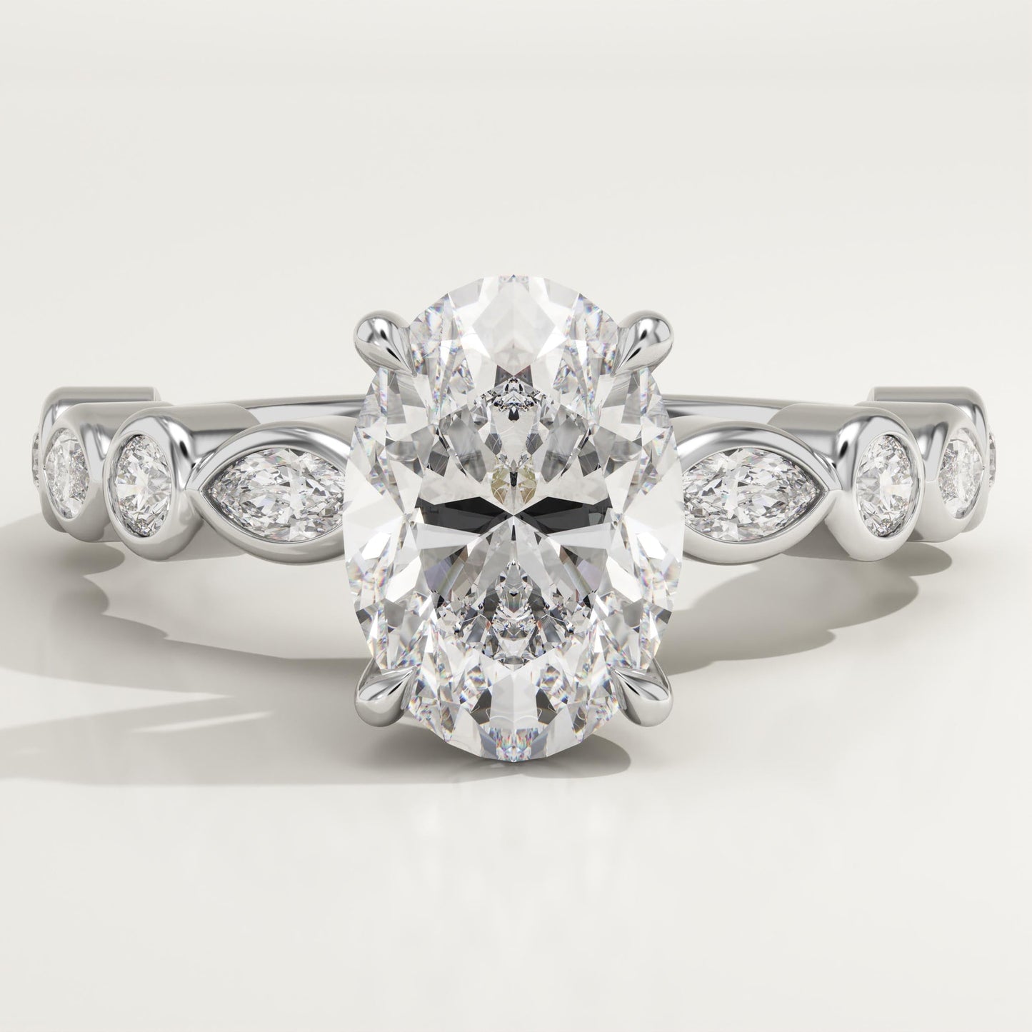 Oval Cut Pave Lab-Grown Diamond Engagement Ring