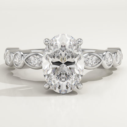 Oval Cut Pave Lab-Grown Diamond Engagement Ring
