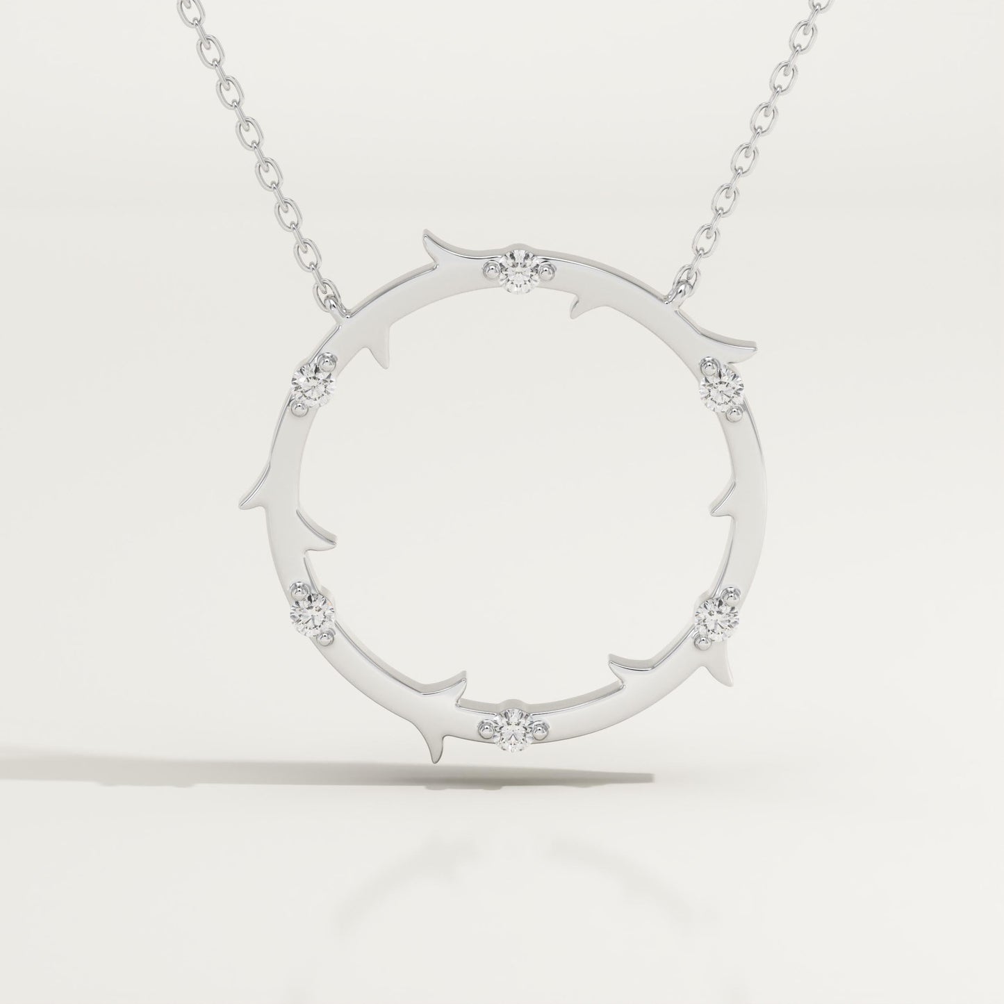 0.09 TCW Round Lab-Grown Diamond Circle Charm Necklace