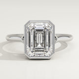 2.0 CT Emerald Cut Bezel Lab-Grown Diamond Engagement Ring