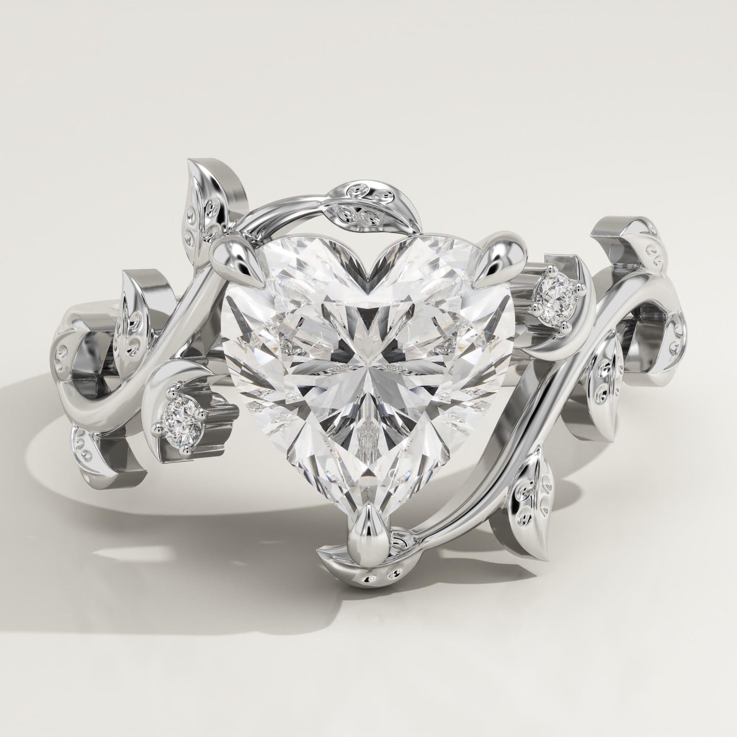 Heart Cut Nature Inspired Lab-Grown Diamond Engagement Ring