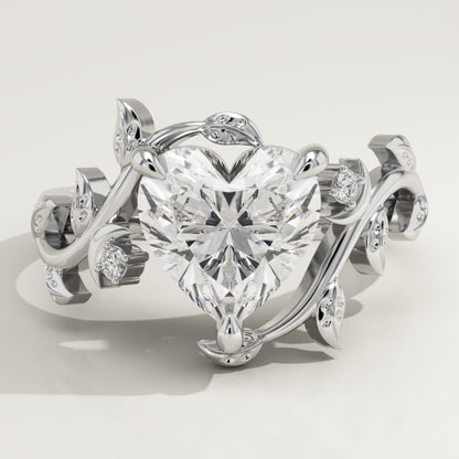 Heart Cut Nature Inspired Lab-Grown Diamond Engagement Ring
