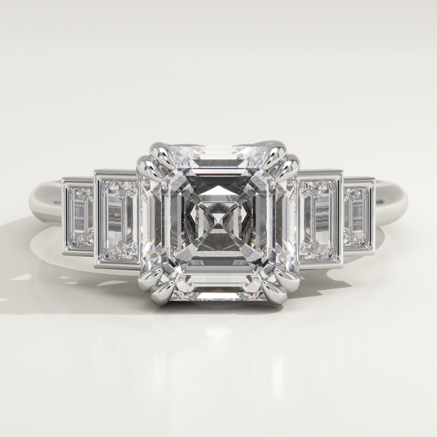 Asscher Cut Cluster Lab-Grown Diamond Engagement Ring