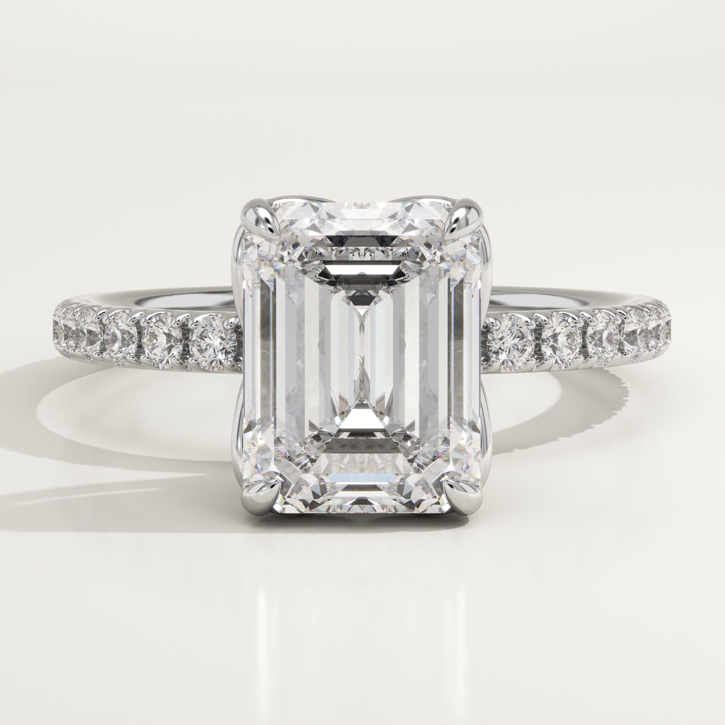 Emerald Cut Pave Lab-Grown Diamond Engagement Ring