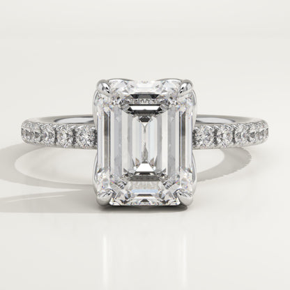 Emerald Cut Pave Lab-Grown Diamond Engagement Ring