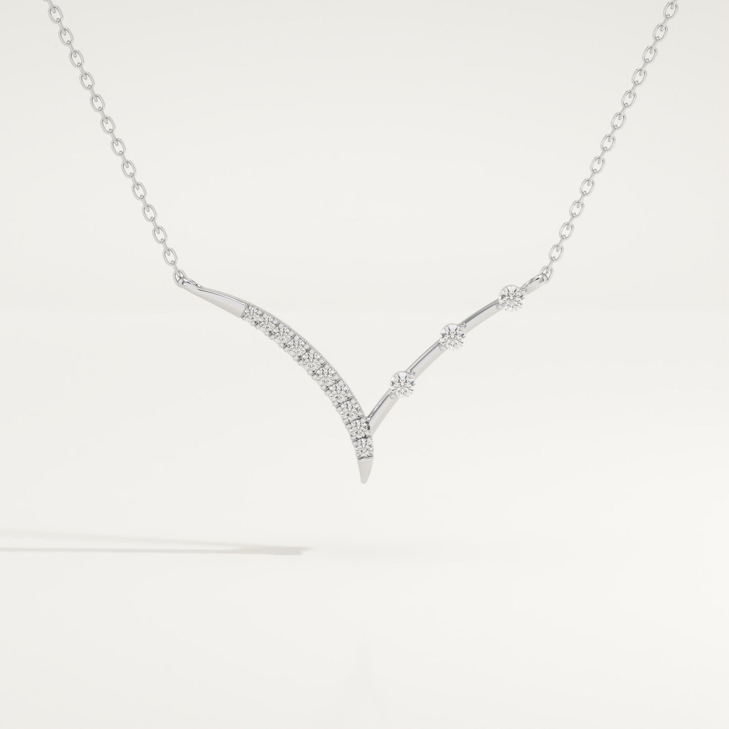 0.128 TCW Round Lab-Grown Diamond Half Chevron Necklace