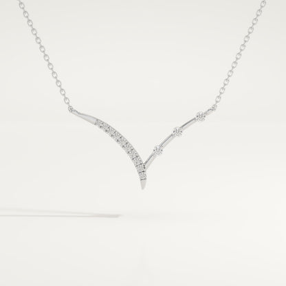 0.128 TCW Round Lab-Grown Diamond Half Chevron Necklace