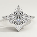2.0 CT Marquise Cut Cluster Lab-Grown Diamond Engagement Ring