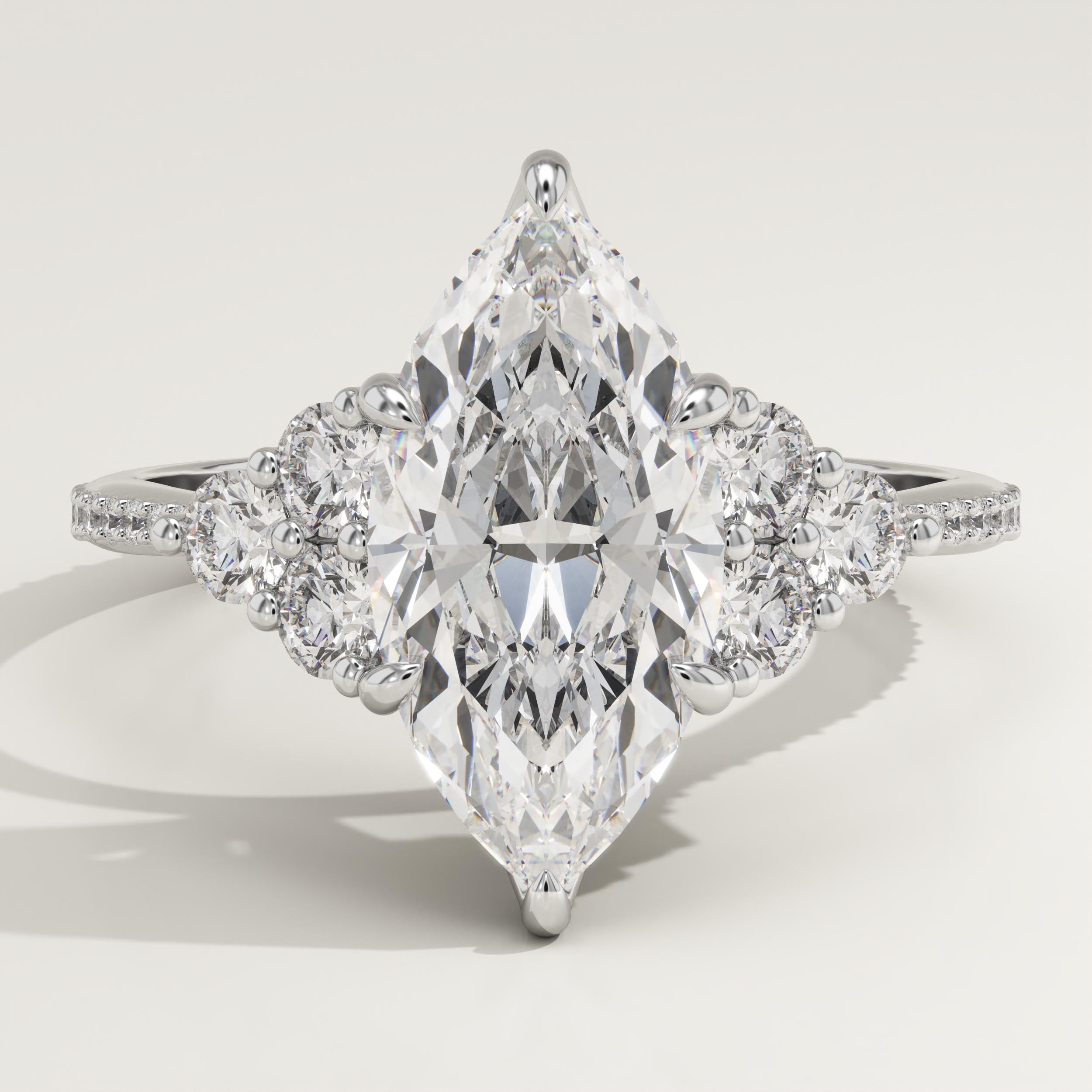 2.0 CT Marquise Cut Cluster Lab-Grown Diamond Engagement Ring