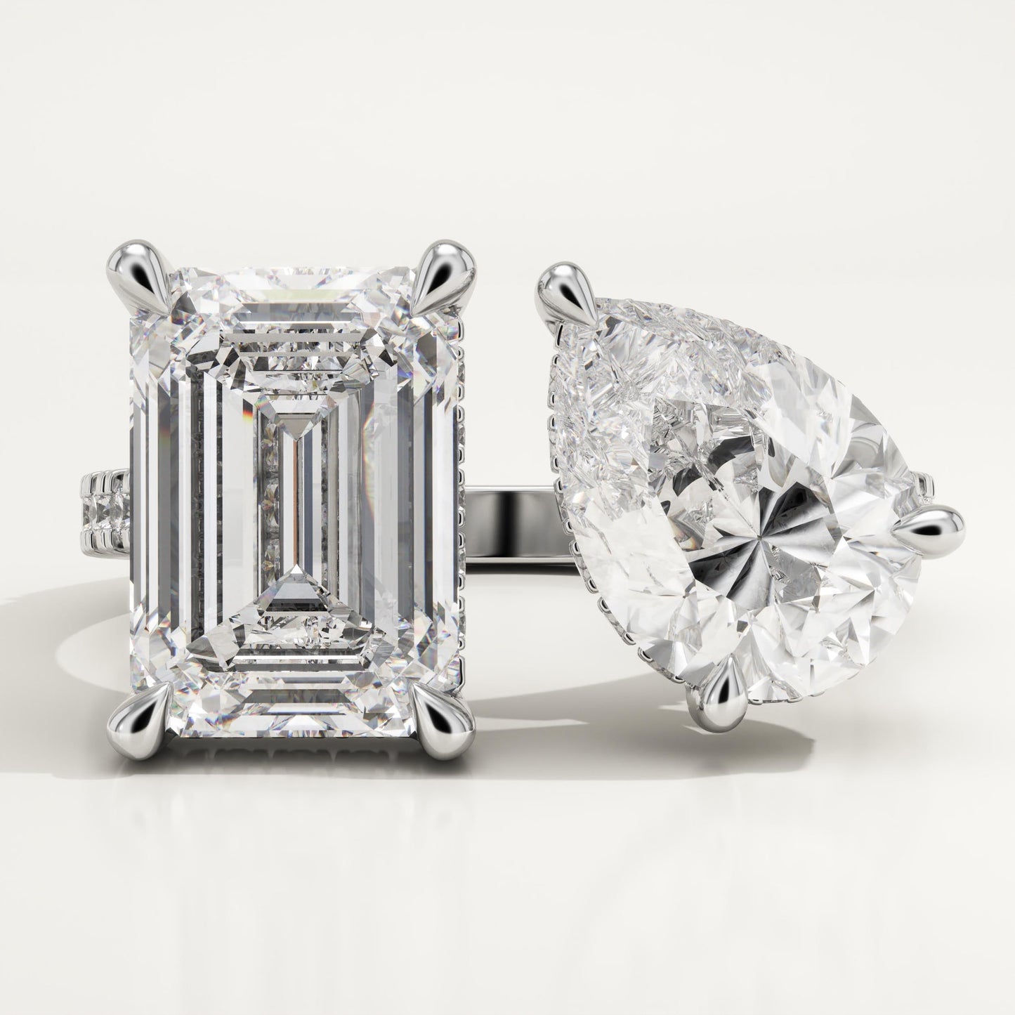 5 TCW Emerald & Pear Cut Toi Et Moi Lab-Grown Diamond Engagement Ring
