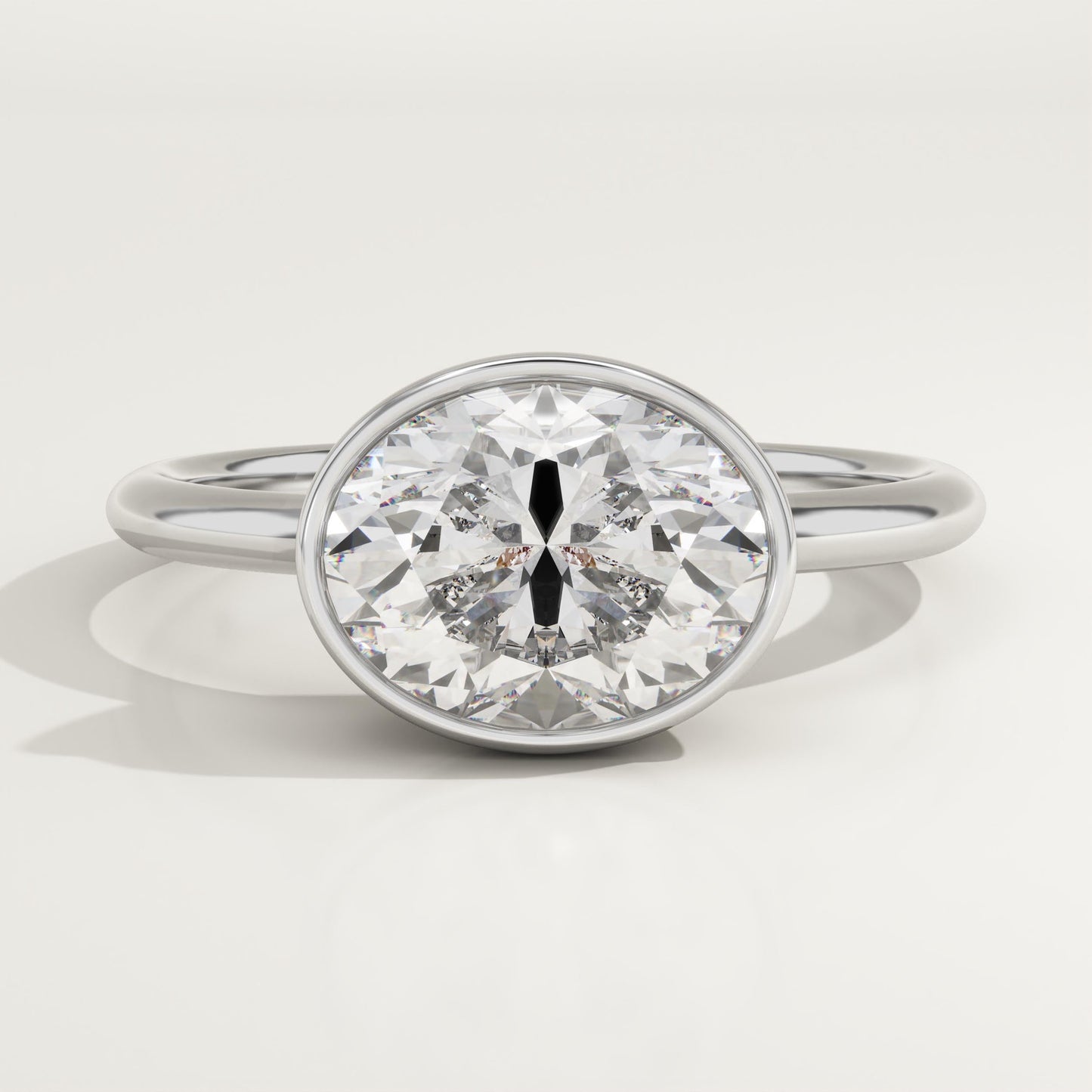 1.75 CT East West Oval Cut Solitaire Bezel Moissanite Engagement Ring