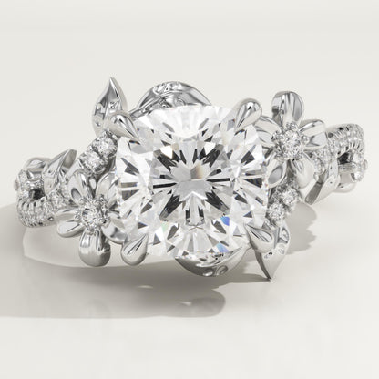 Cushion Cut Nature Inspired Lab-Grown Diamond Engagement Ring