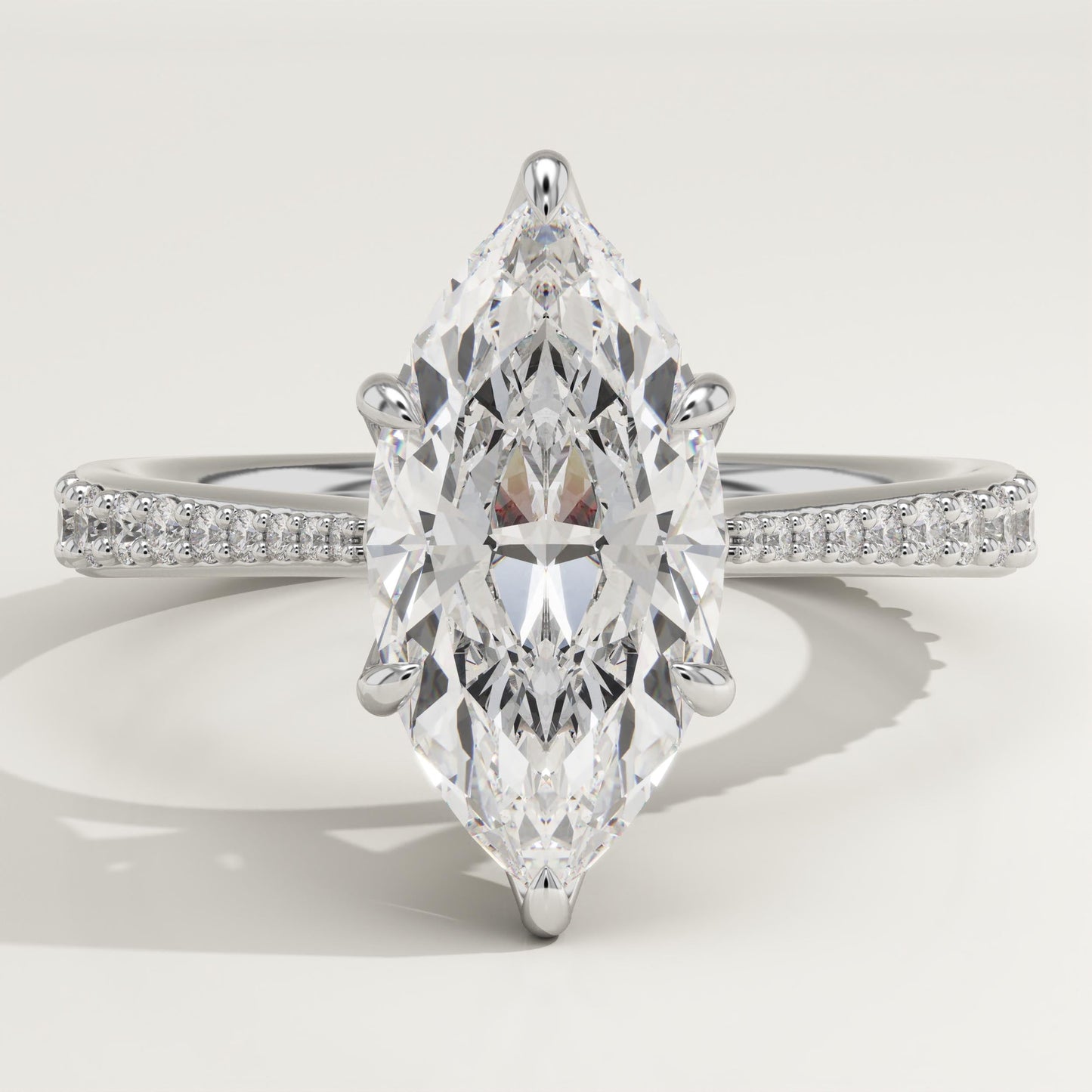 1.75 CT Marquise Cut Pave Cathedral Moissanite Engagement Ring