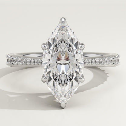 1.75 CT Marquise Cut Pave Cathedral Moissanite Engagement Ring