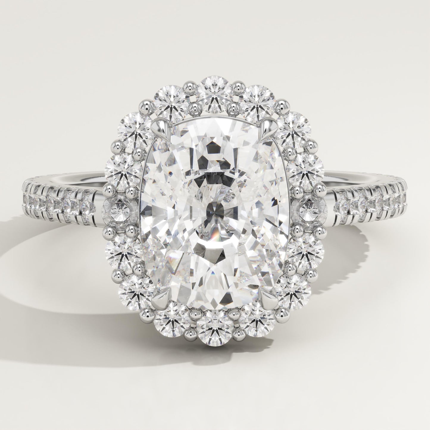 Elongated Cushion Cut Halo & Pave Lab-Grown Diamond Engagement Ring