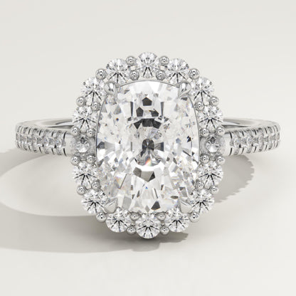 Elongated Cushion Cut Halo & Pave Lab-Grown Diamond Engagement Ring