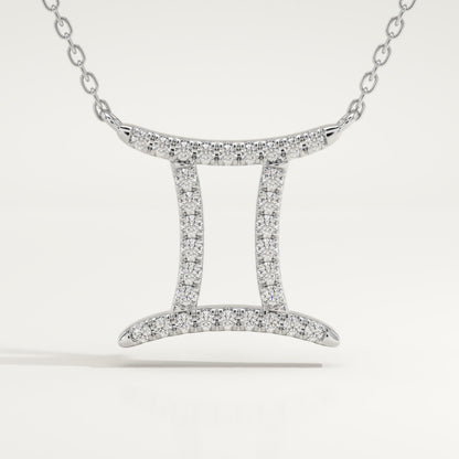 0.13 TCW Round Lab-Grown Diamond Gemini Zodiac Necklace