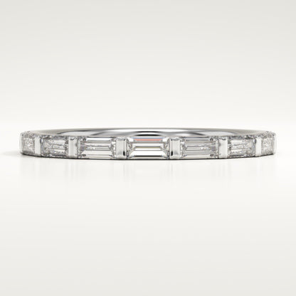 0.54 TCW Baguette Lab-Grown Diamond Half Eternity Wedding Band