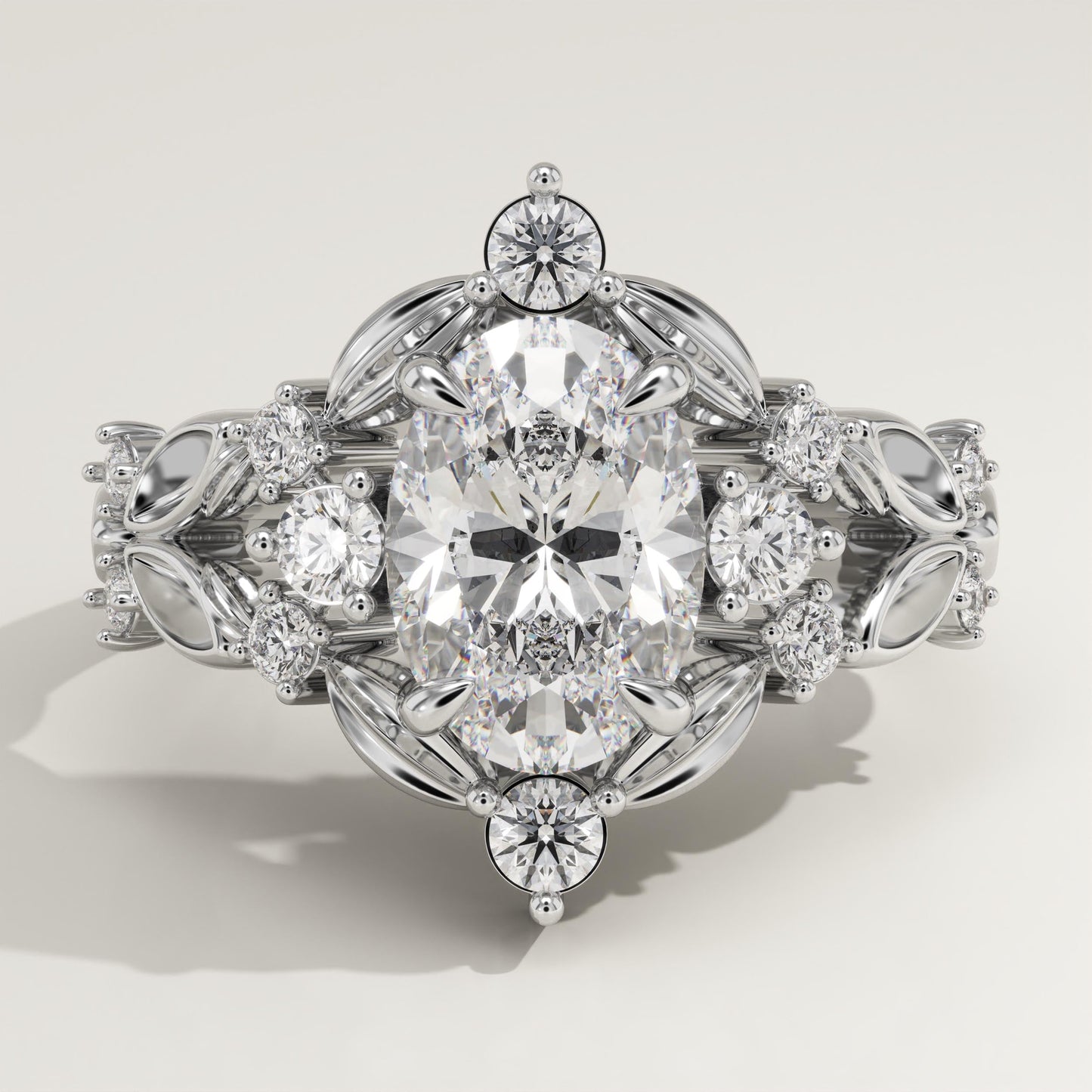 Oval Cut Nature Inspired Lab-Grown Diamond Engagement Ring