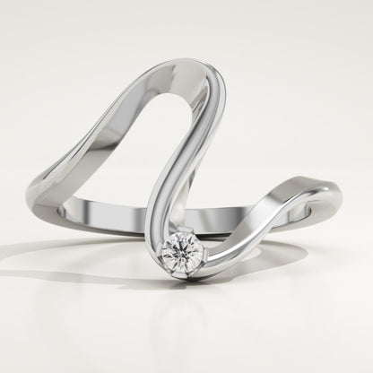 0.07 CT Round Lab-Grown Diamond Curved Wedding Band