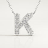 0.27 TCW Round Lab-Grown Diamond K Initial Necklace