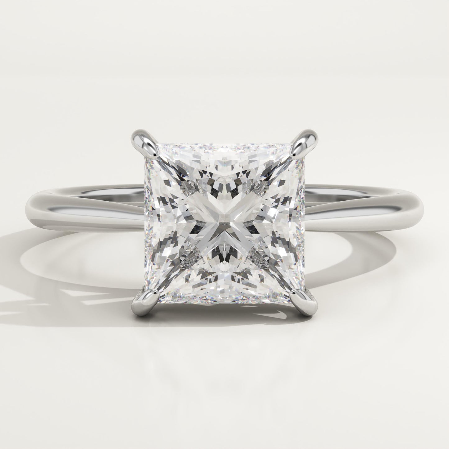 Princess Cut Solitaire Cathedral Lab-Grown Diamond Engagement Ring