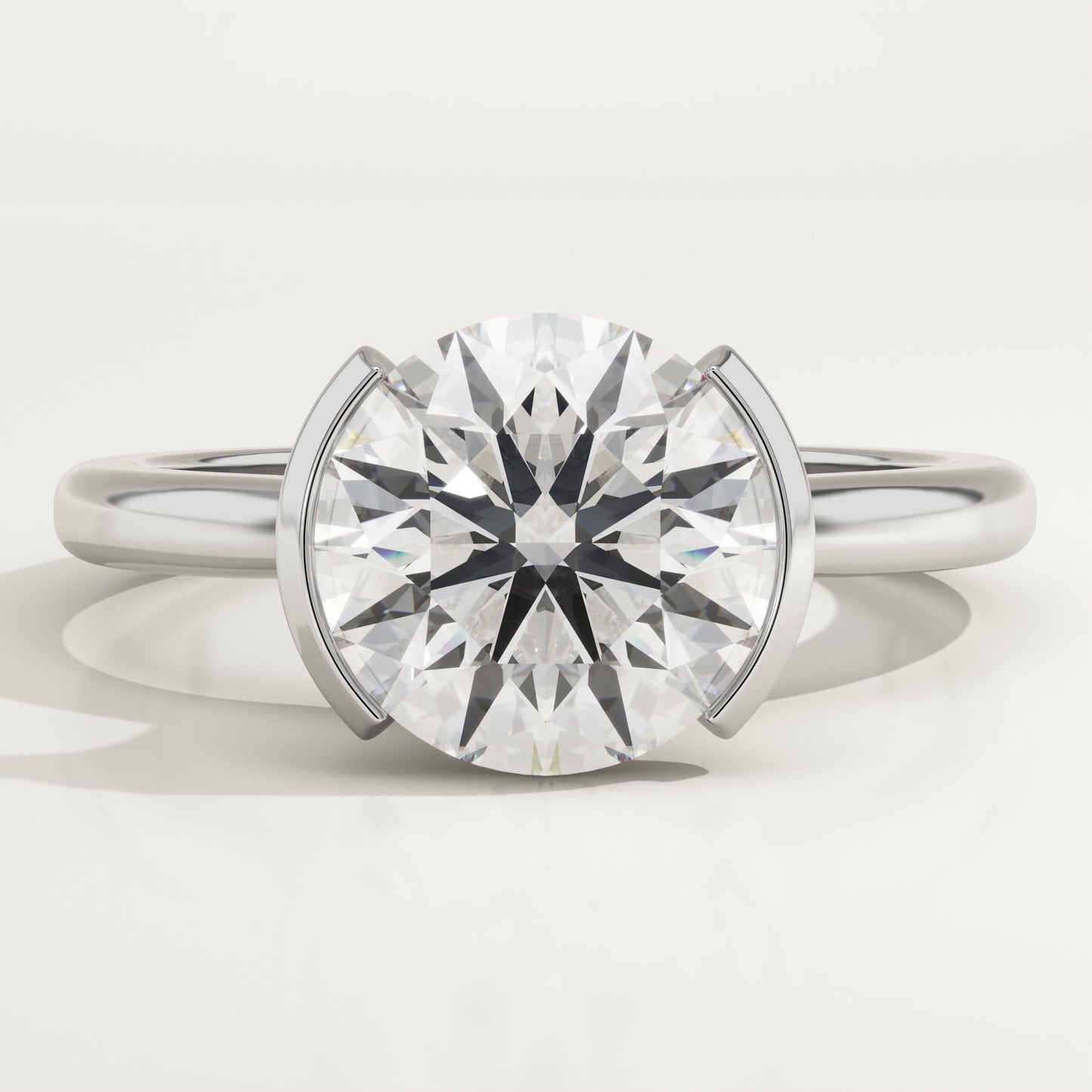 Round Cut Half Bezel Lab-Grown Diamond Engagement Ring
