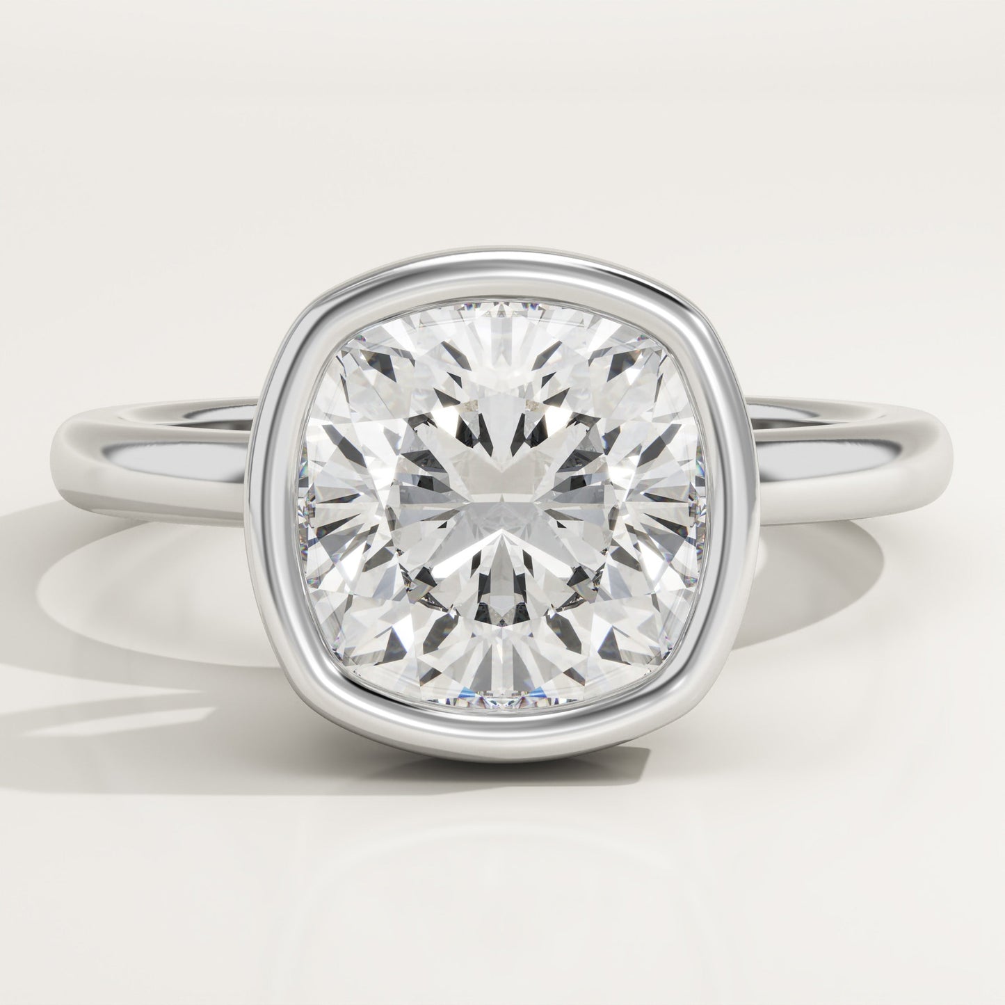 Cushion Cut Bezel Lab-Grown Diamond Engagement Ring