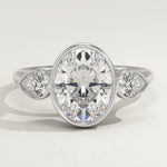 1.5 CT Oval Cut Three Stone Bezel Lab-Grown Diamond Engagement Ring