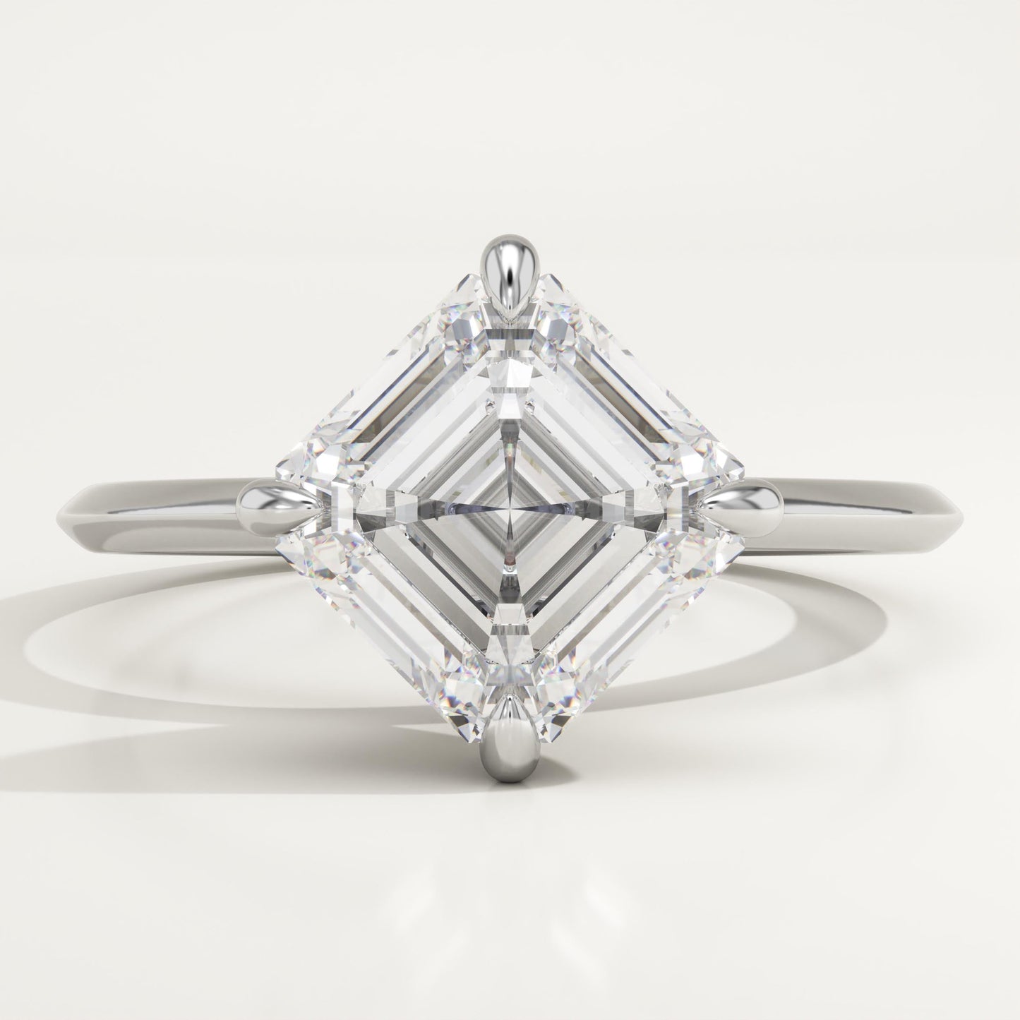 2.25 CT Asscher Cut Solitaire Moissanite Engagement Ring