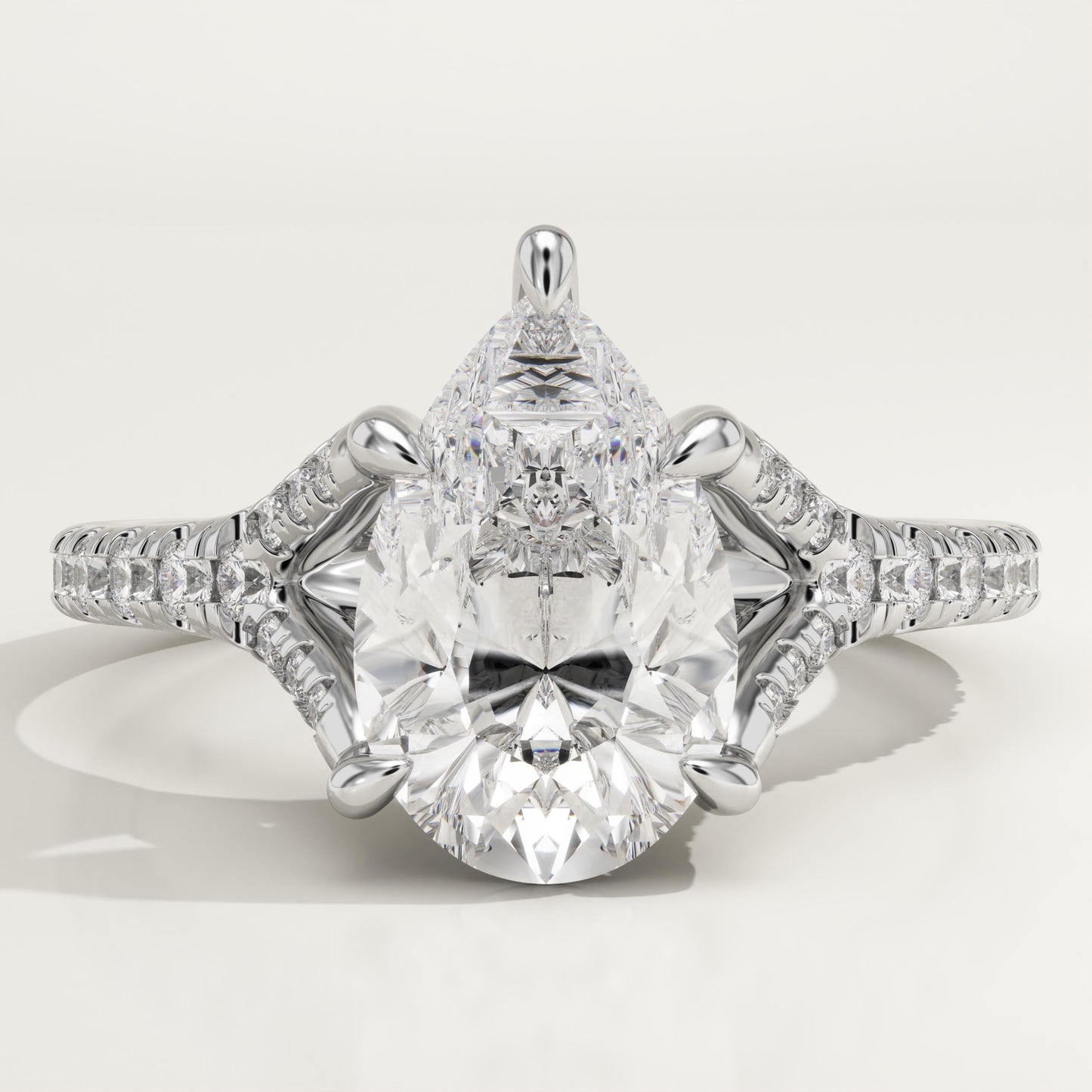 Pear Cut Pave Split Shank Lab-Grown Diamond Engagement Ring