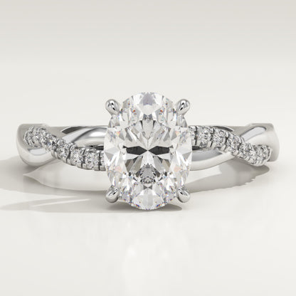 Oval Cut Twisted Pave Lab-Grown Diamond Engagement Ring