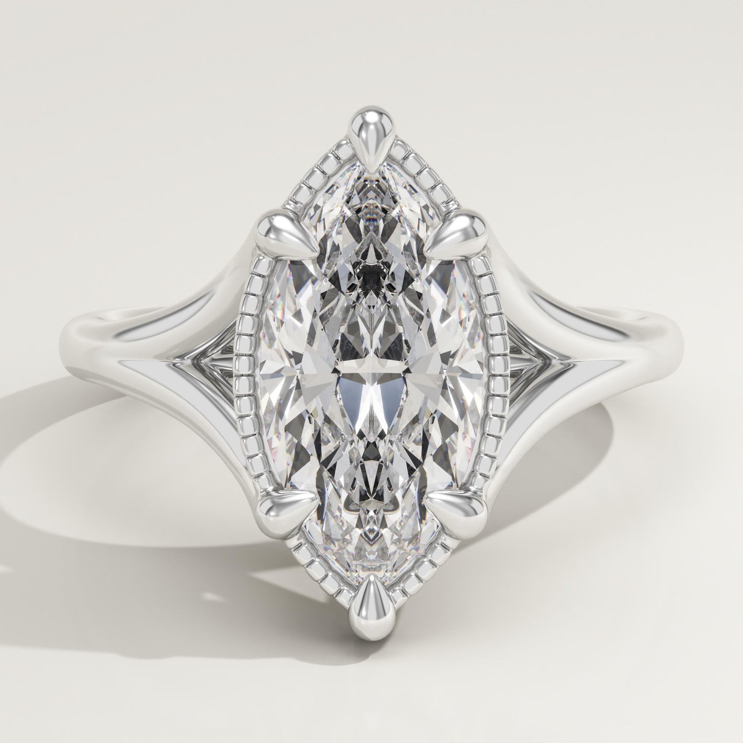 Marquise Cut Split Shank Lab-Grown Diamond Engagement Ring