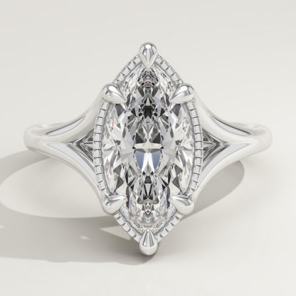 Marquise Cut Split Shank Lab-Grown Diamond Engagement Ring