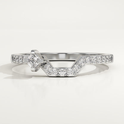 0.25 TCW Emerald Square & Round Lab-Grown Diamond Curved Wedding Band
