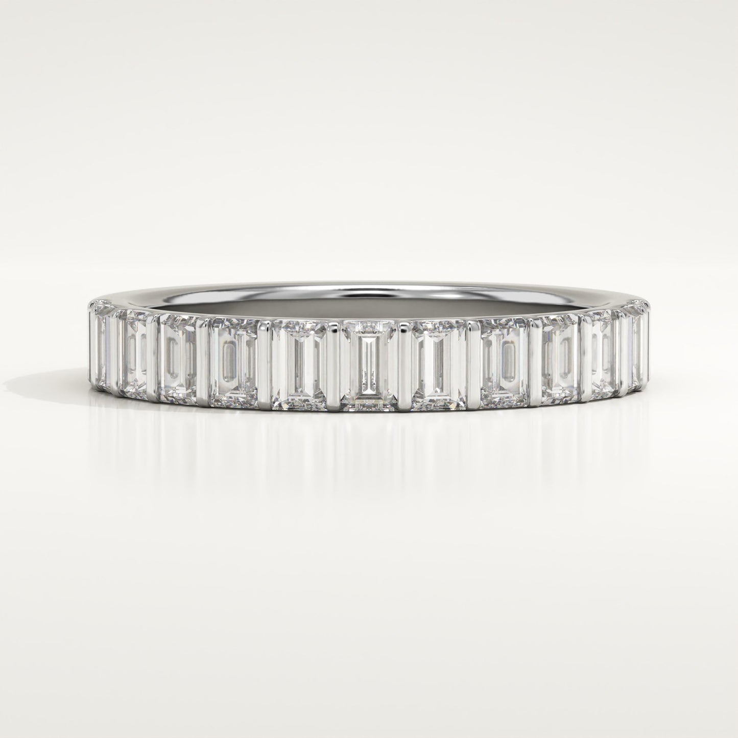 1.08 TCW Baguette Lab-Grown Diamond Half Eternity Wedding Band