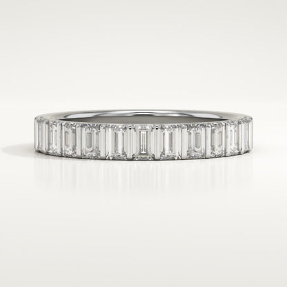 1.08 TCW Baguette Lab-Grown Diamond Half Eternity Wedding Band