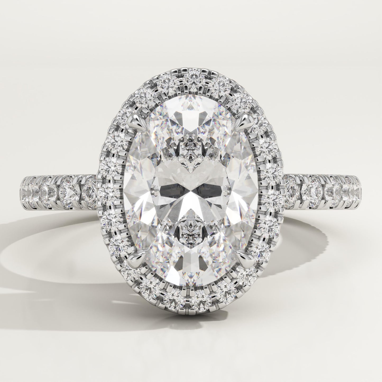 Oval Cut Halo & Pave Lab-Grown Diamond Engagement Ring