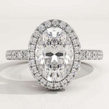 Oval Cut Halo & Pave Lab-Grown Diamond Engagement Ring